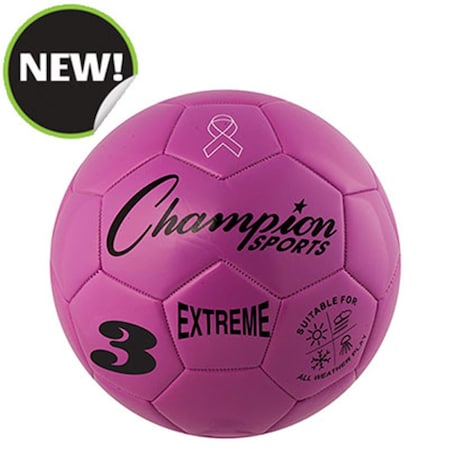 Champion Sports 7.25 in. Extreme Series Size 3 Soccer Ball, Pink CH55876